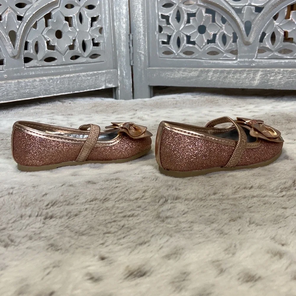 Nina rose gold sandals girls size 5 sparkly bows holiday party girlhoodcore
